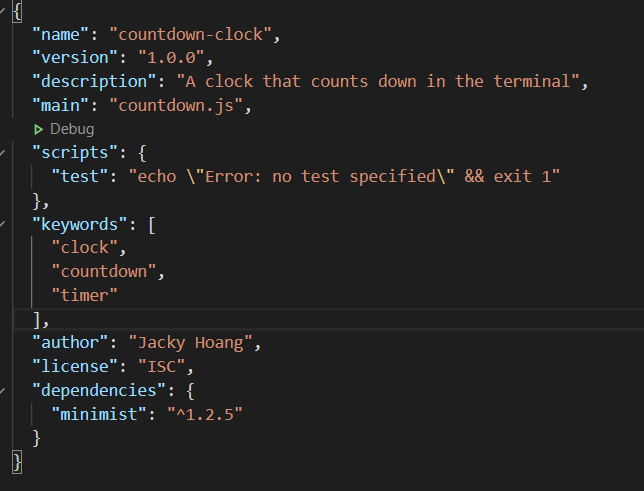 package.json contents